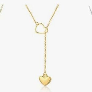🔷️ Gold Plated Heart Pass Through Chain Necklace 20" NWT